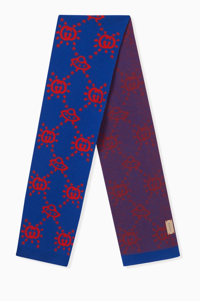 

UFO Logo-detail Scarf in Wool, Blue