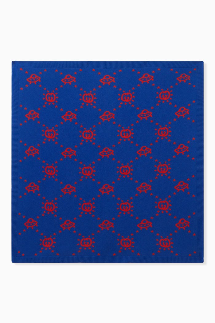 

UFO Logo-motif Blanket in Wool, Blue