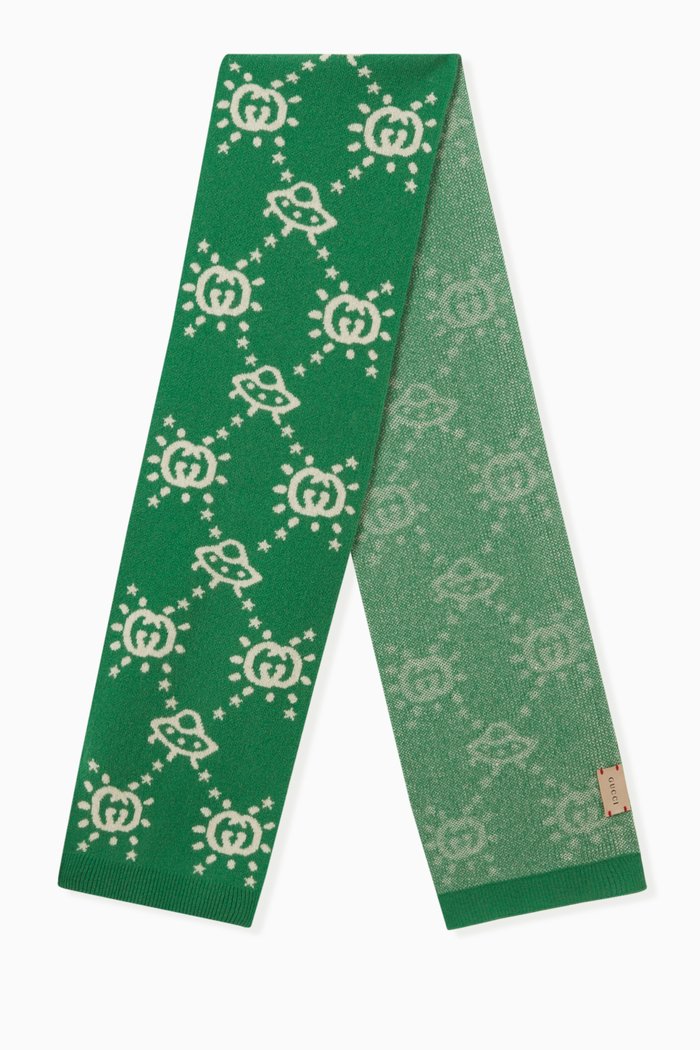 

UFO Logo-detail Scarf in Wool, Green