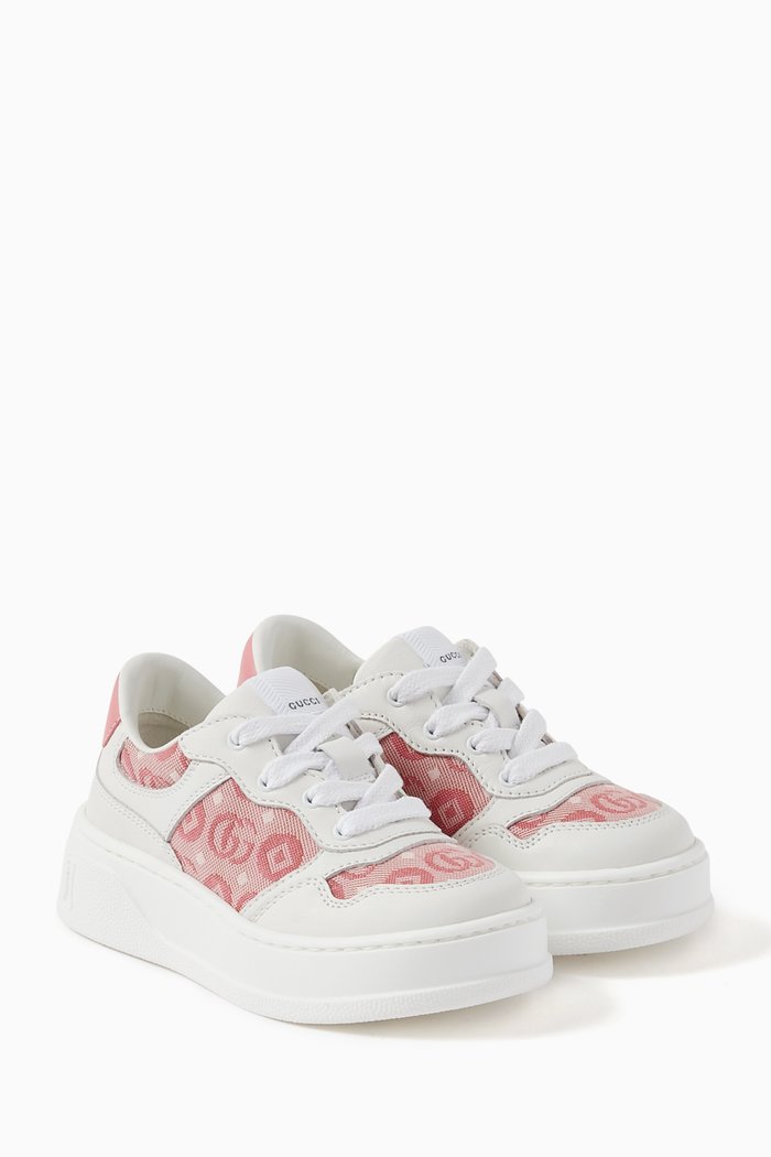 

GG Monogram Platform Sneakers in Cotton Jacquard, Pink