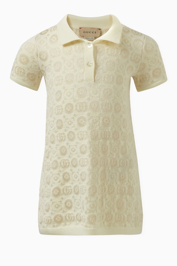 

Double G Logo Dress in Wool-jacquard, Neutral