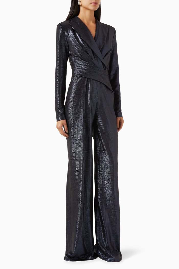 

Embossed Suit Jumpsuit, Blue
