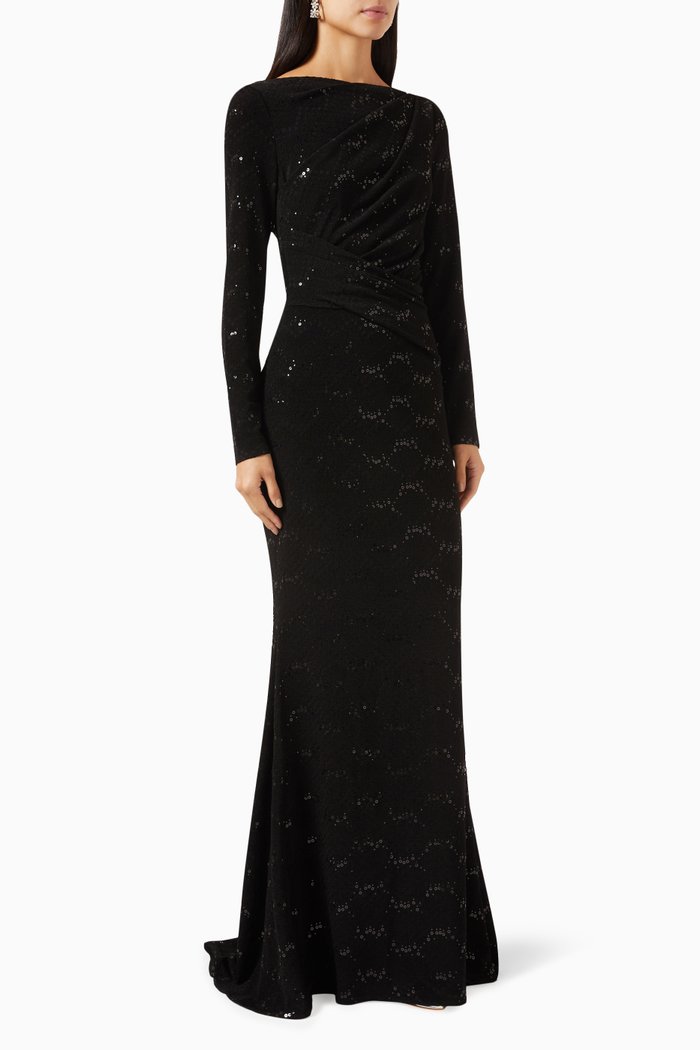 

Sequin-embellished Gown, Black