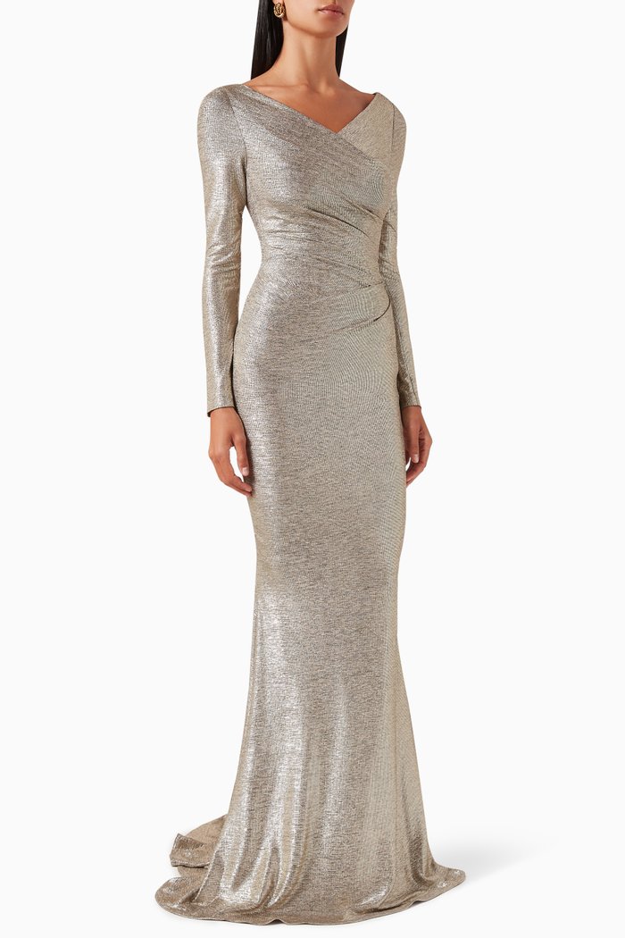 

Cape Gown in Metallic Voile, Gold