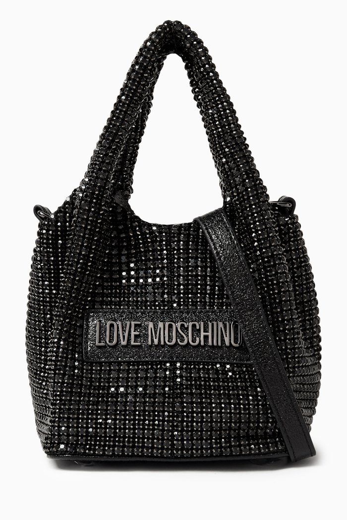 Mini Bling Bling Tote Bag in Crystal Mesh, Black