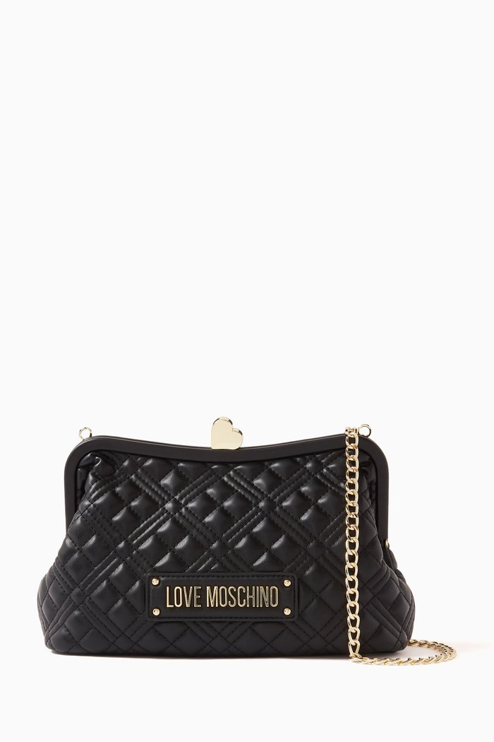 

Small Shoulder Bag in Quilted Faux Leather, Black