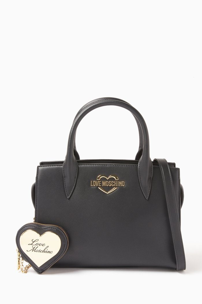 

Hollies Top Handle Bag in Leather, Black