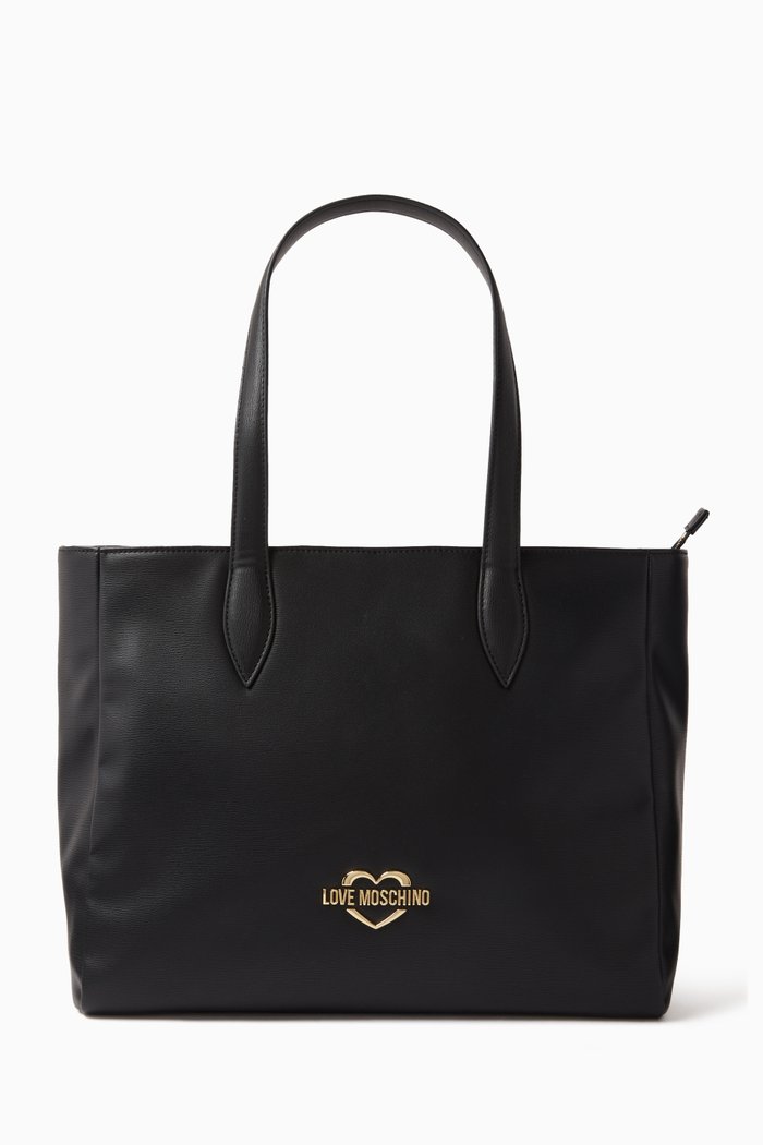 

Medium Hollies Shopper Bag in Faux Leather, Black