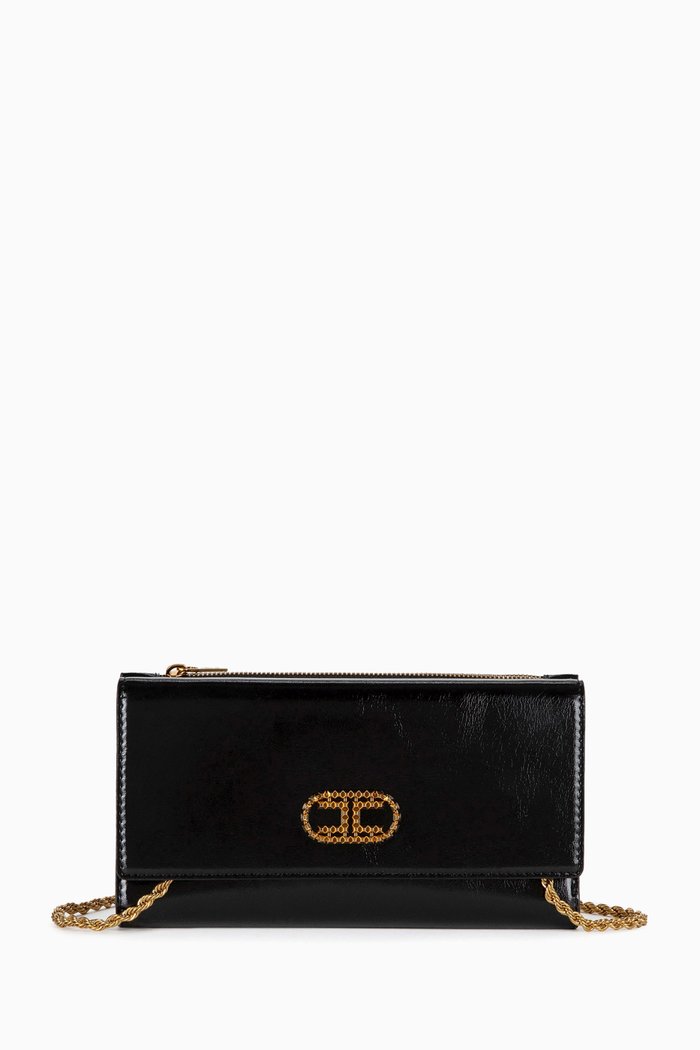 Deep Night Maxi Wallet in Faux Leather, Black