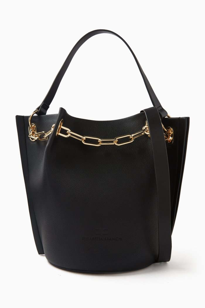 

Dune Bucket Bag in Faux Leather, Black