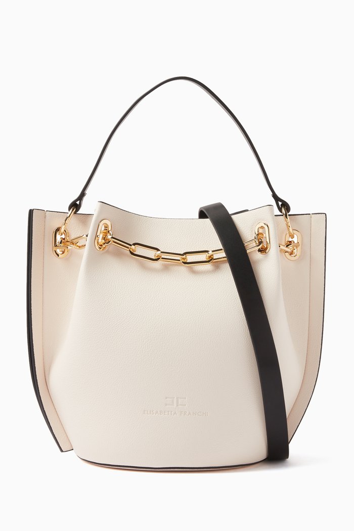 

Medium Dune Bucket Bag in Faux Leather, Neutral