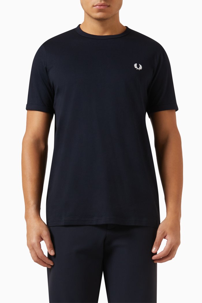 

Ringer T-shirt in Cotton, Blue