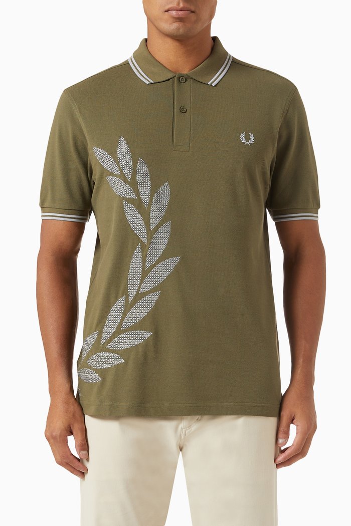 

Laurel Wreath Polo Shirt in Cotton Piqué, Green