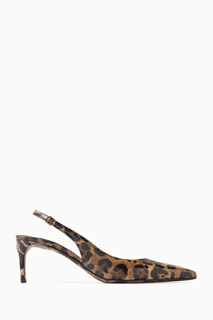 

Lollo 60 Slingback Pumps in Printed Polished Leather, Brown