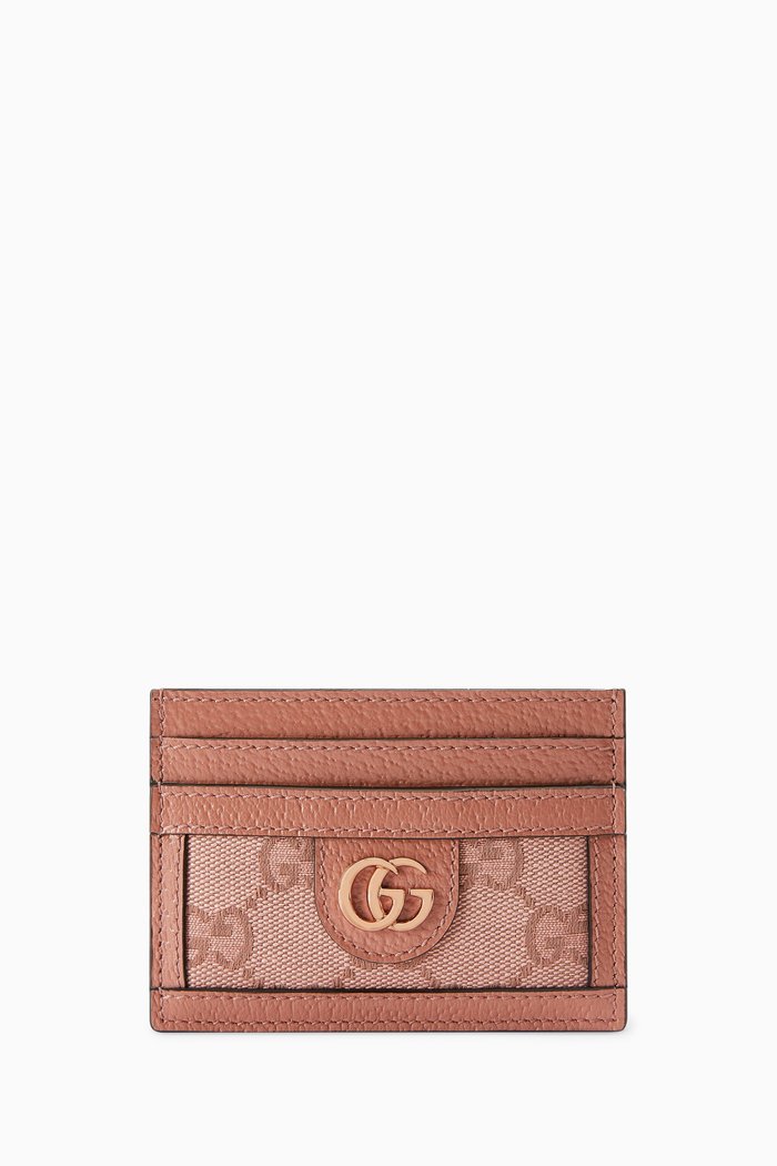 Ophidia Card Case in GG Canvas, Pink