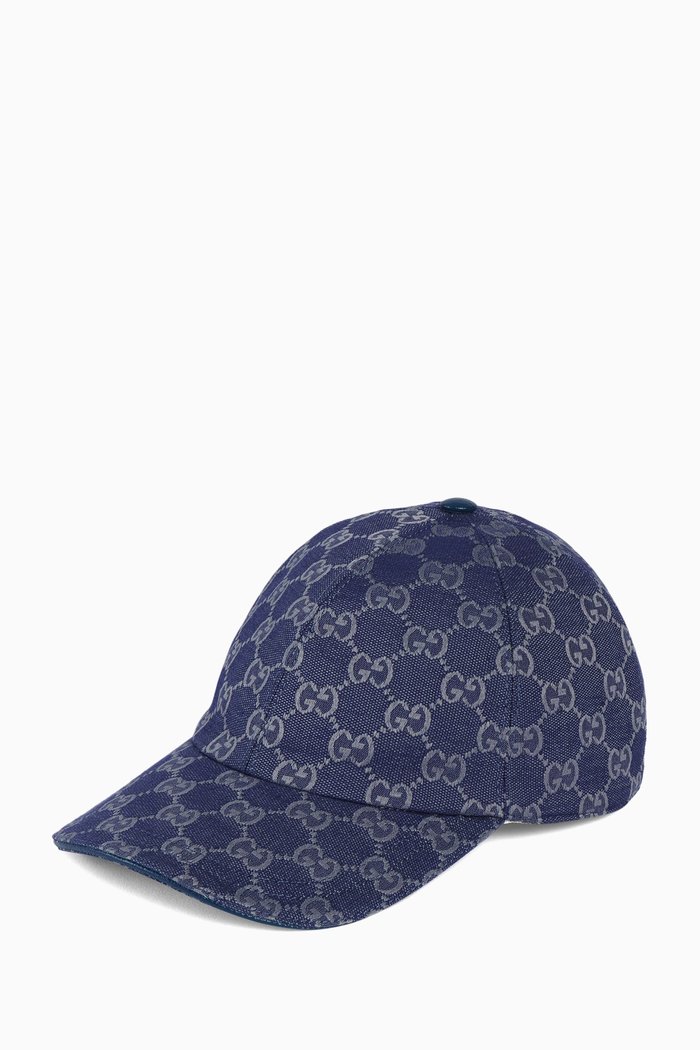 GG Baseball Hat in Cotton Canvas, Blue