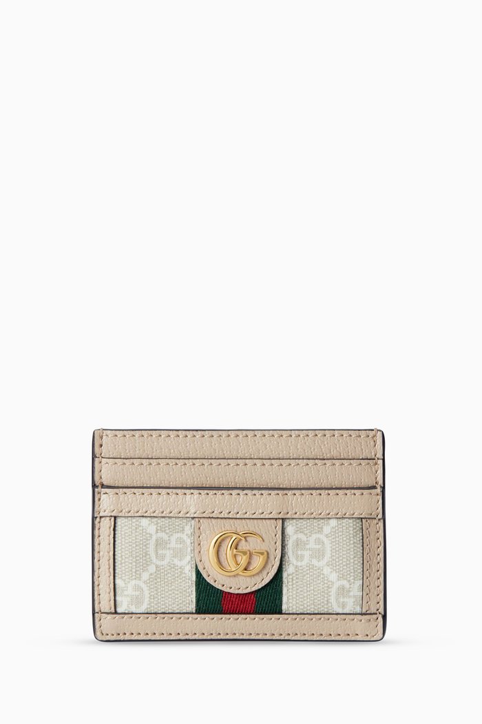 

Ophidia Card Case in GG Supreme Canvas & Leather, Neutral
