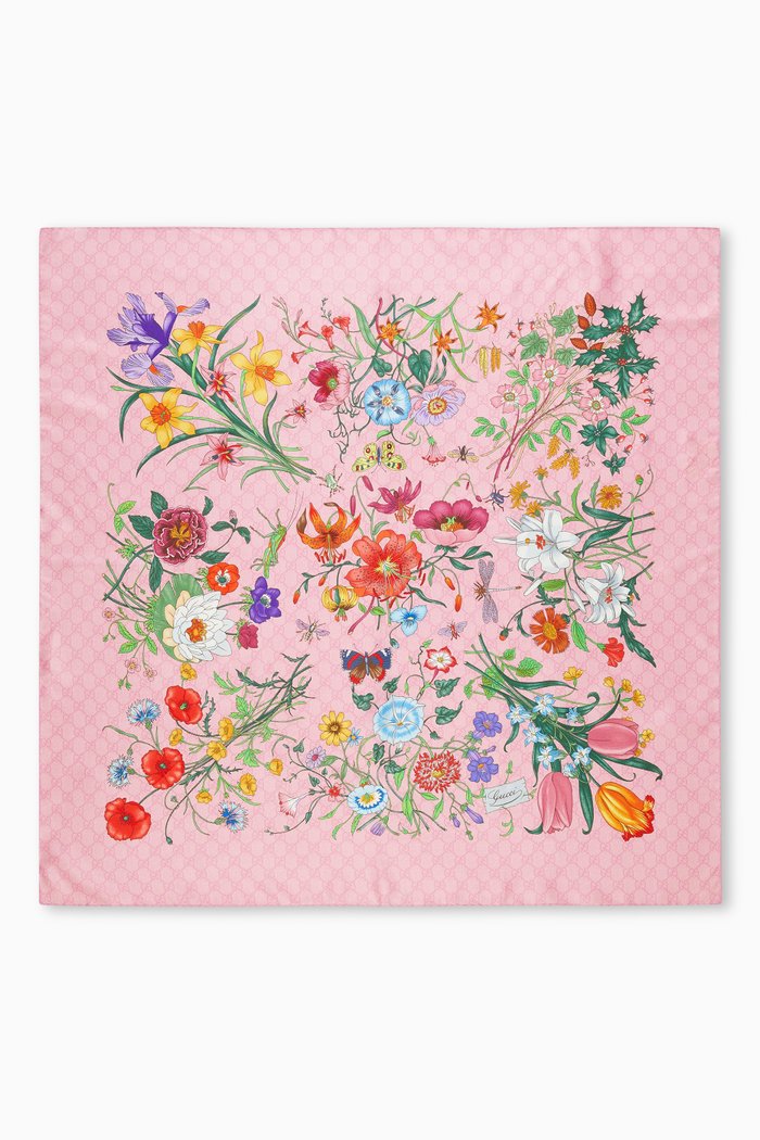 

Floral-print Scarf in Silk-twill, Multicolour