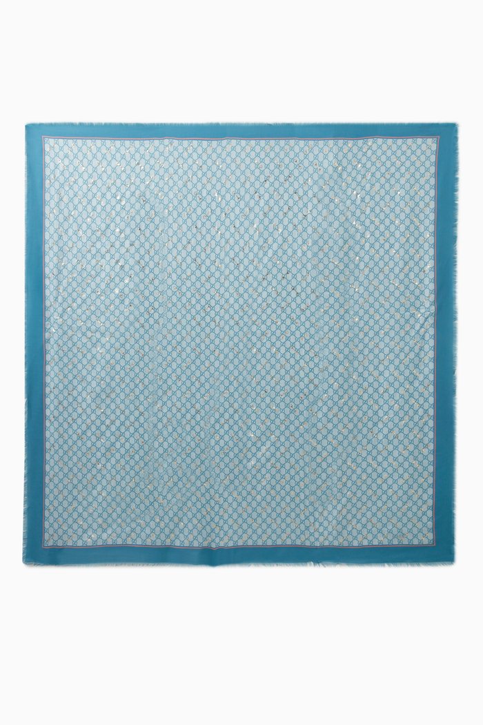 

GG Horsebit Shawl in Silk-blend, Blue