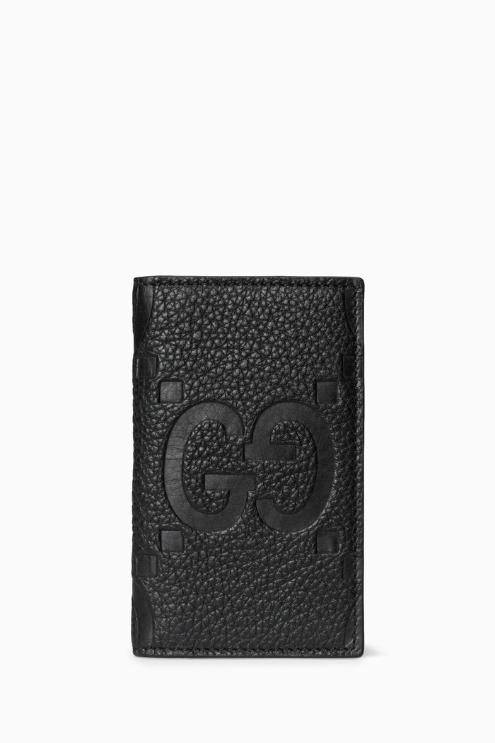 

Jumbo GG Card Case in Leather, Black