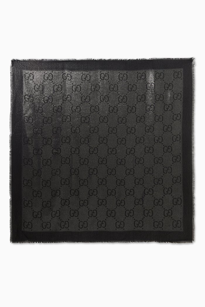 

GG Logo Shawl in Lamé-jacquard, Grey