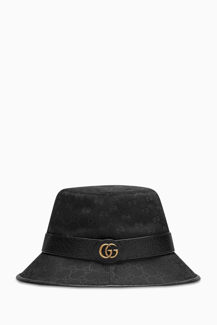 

Double G Bucket Hat in GG Canvas, Black