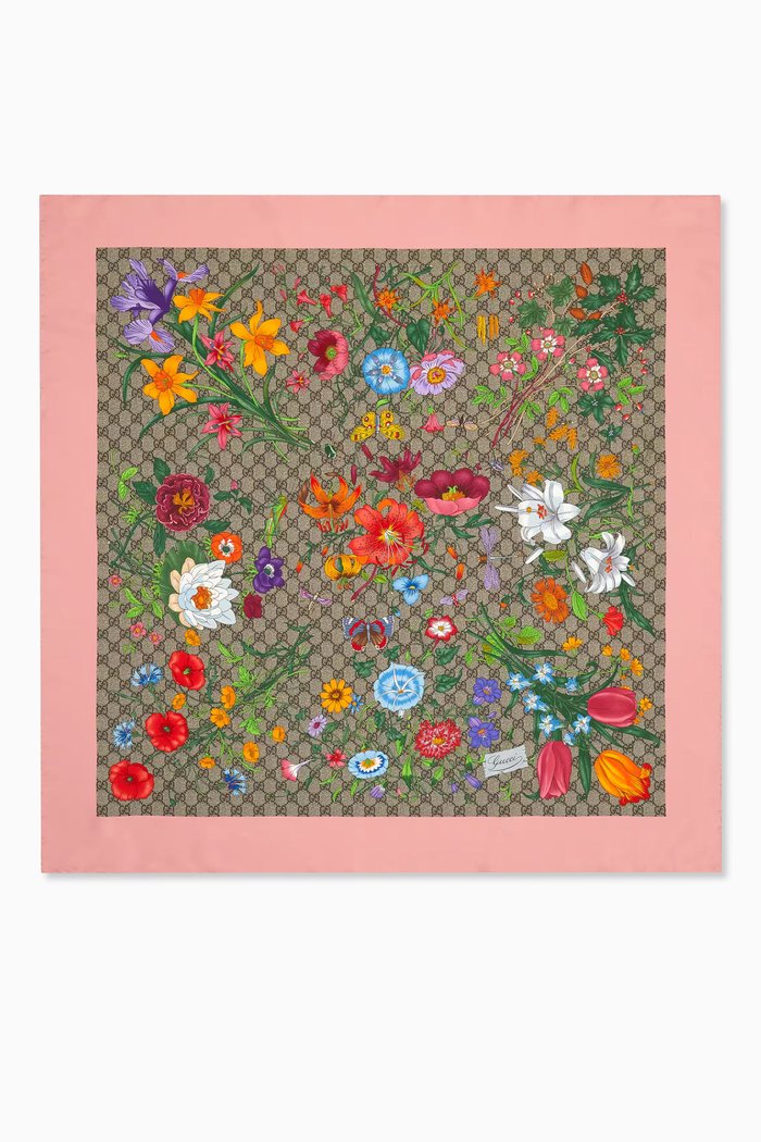

GG Flora-print Scarf in Silk, Multicolour