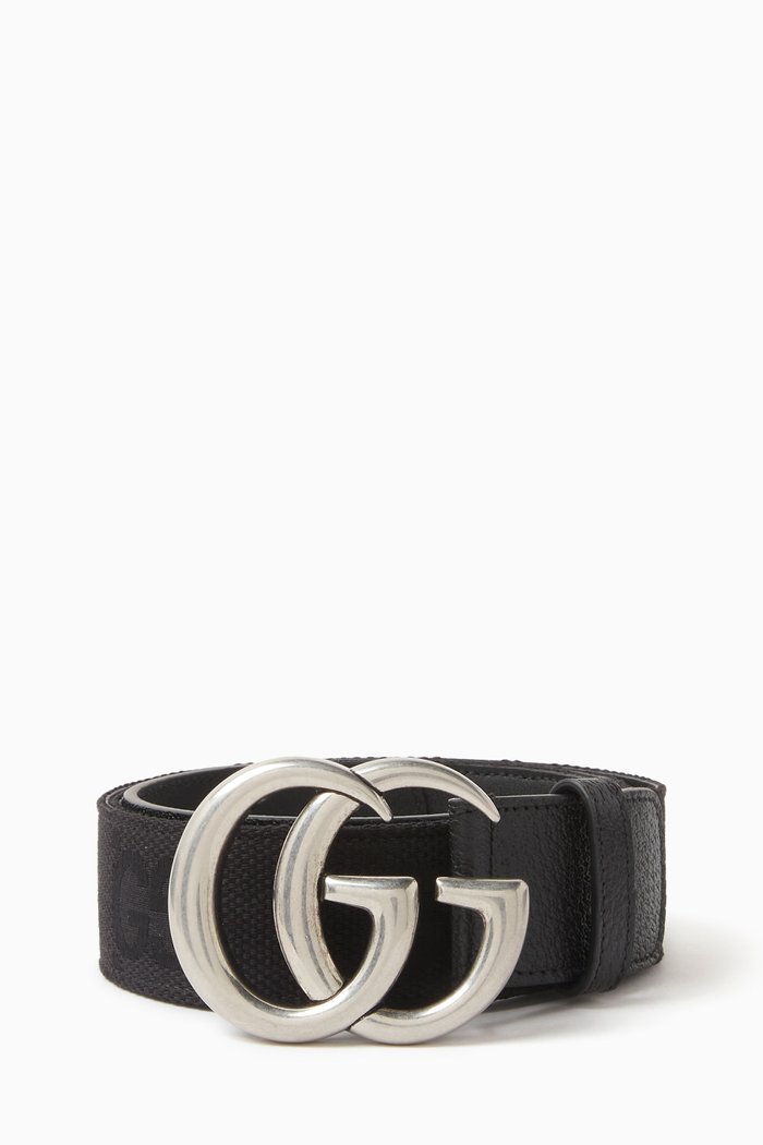 

GG Marmont Belt in Canvas & Leather, Black
