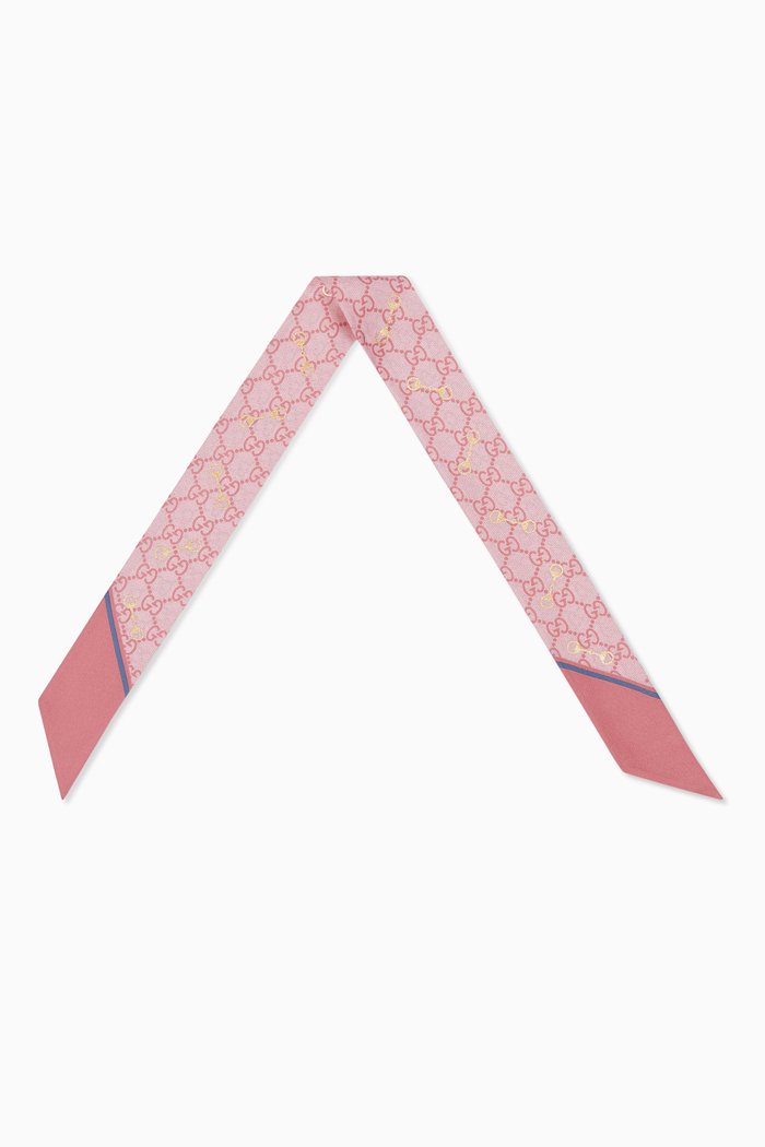 

GG Horsebit Neck Bow in Silk, Pink