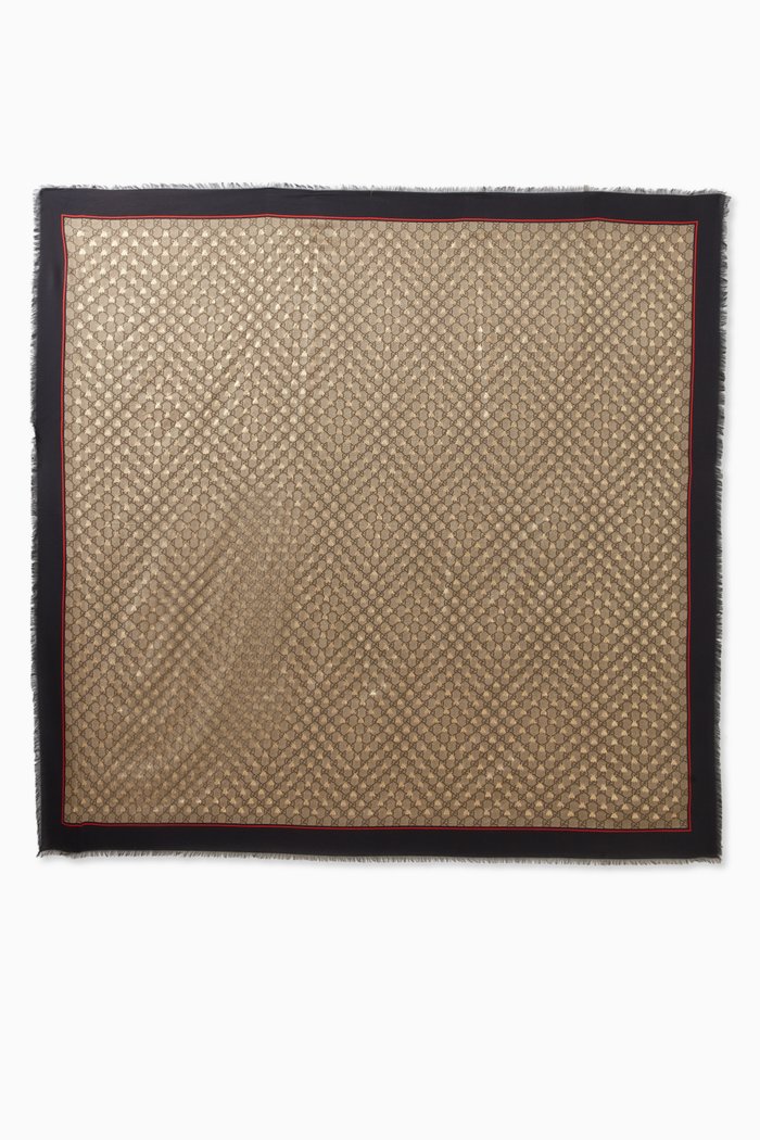 

GG Bees-motif Shawl in Modal-silk Blend, Multicolour