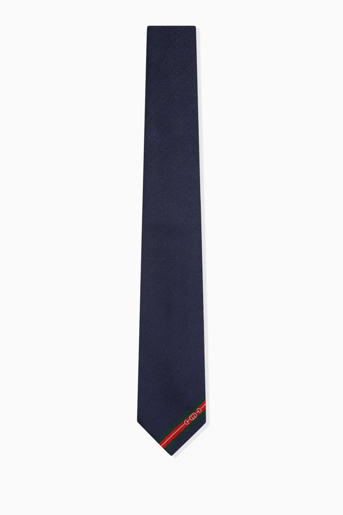 

Printed Tie in Jacquard Silk, Blue