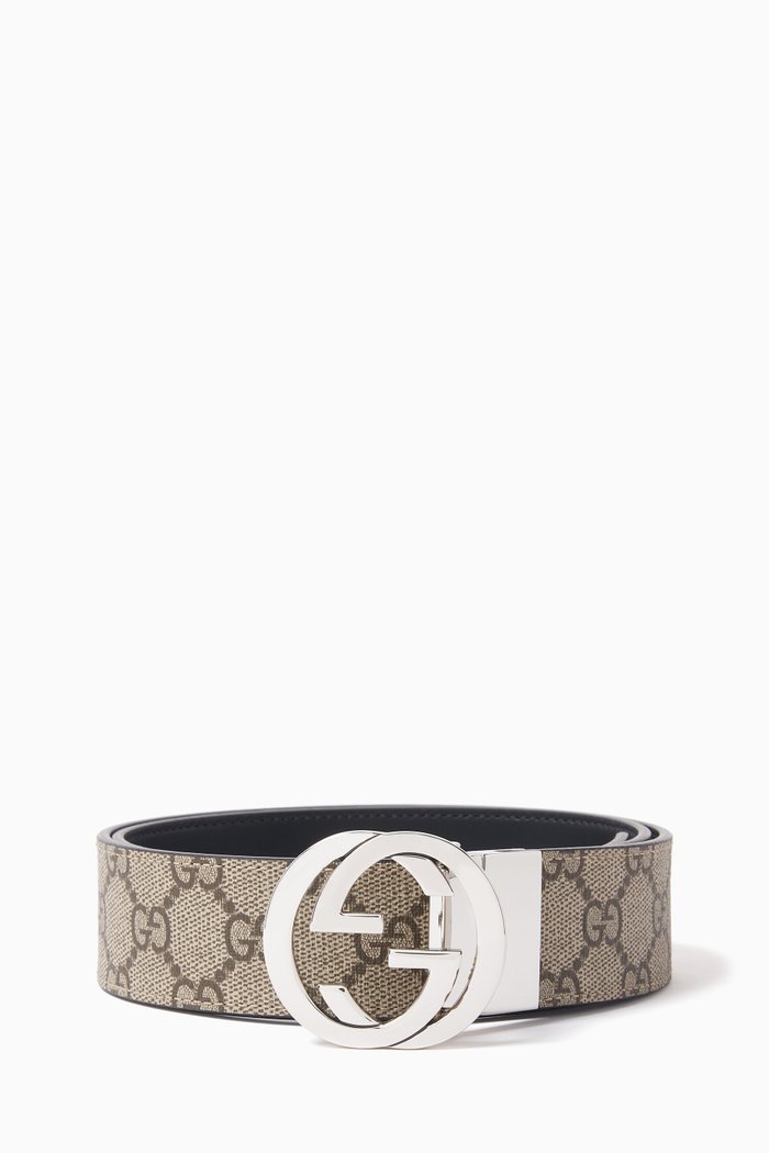 

Reversible Belt in Leather & Canvas, Neutral