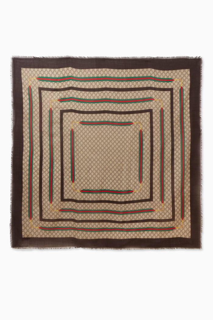 

GG Ribbon Shawl in Silk & Wool, Multicolour