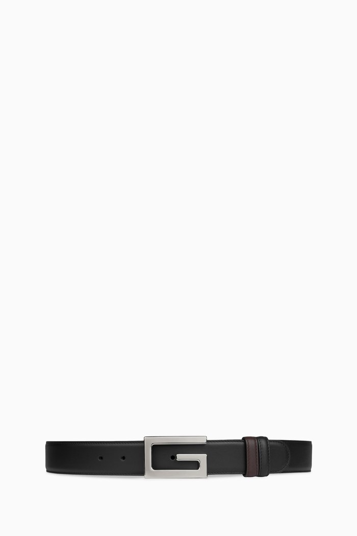

Square G Reversible Belt in Leather, Black