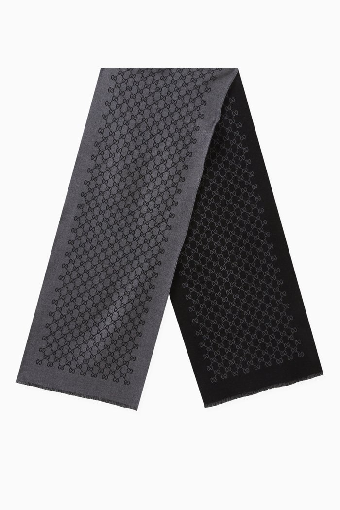 

Printed Scarf in Wool, Black