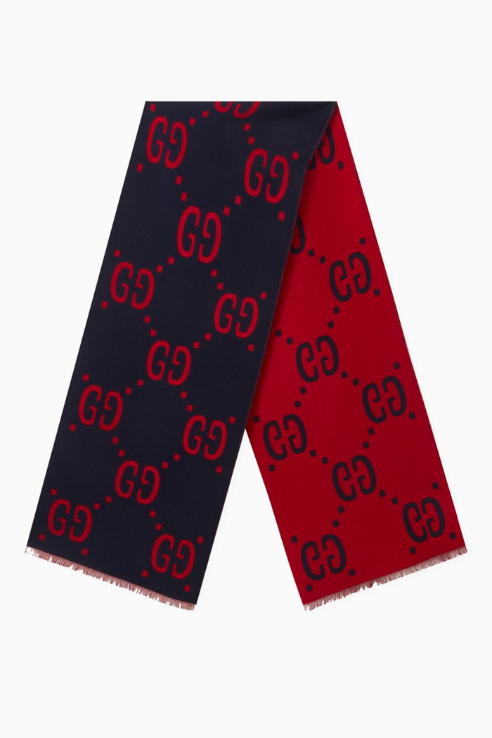 

Printed Scarf in Wool, Blue