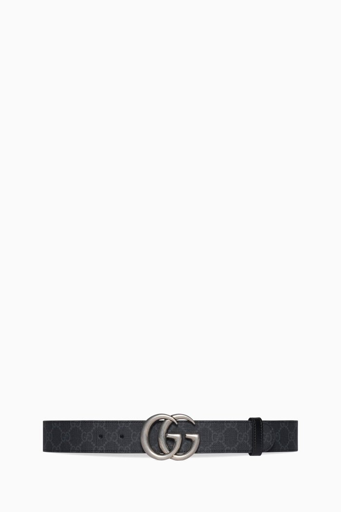 

Logo Belt in Leather & Canvas, Black