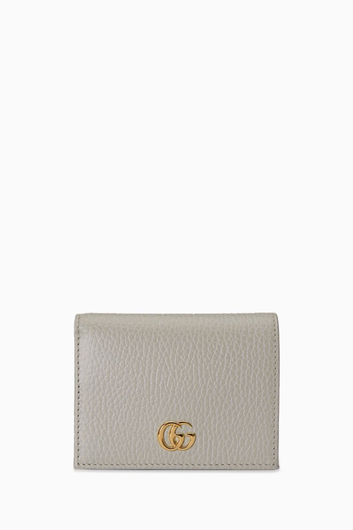 

GG Marmont Card Case in Grained Leather, Grey
