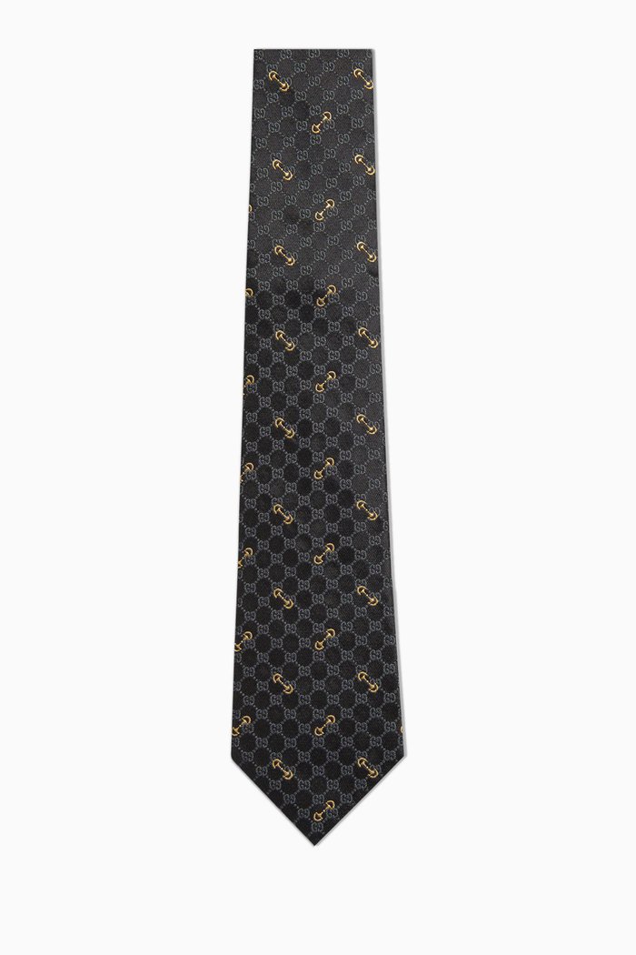 

GG Monogram Tie in Silk Jacquard, Black