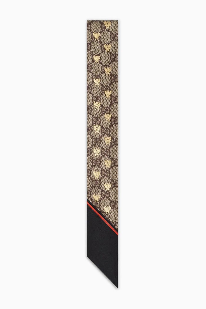 

GG Bees Neck Bow in Silk, Multicolour