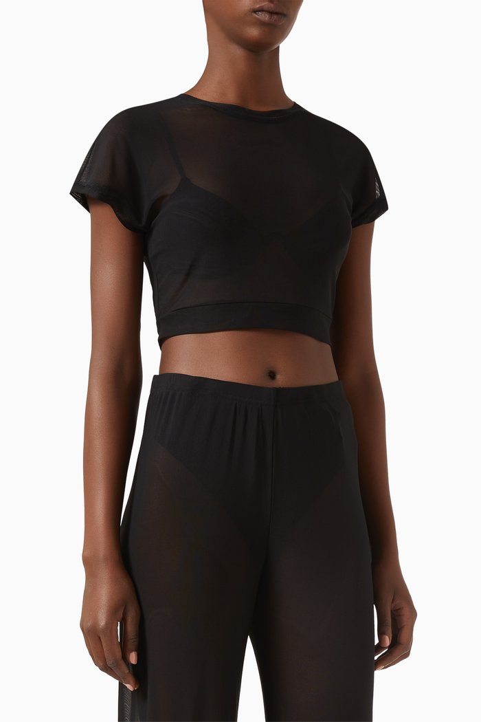 

Cropped T-shirt in Mesh, Black
