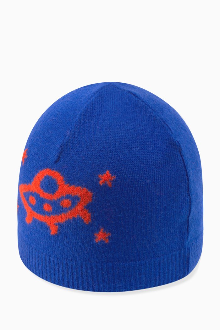 

Interlocking G & UFO Hat in Wool Knit, Blue