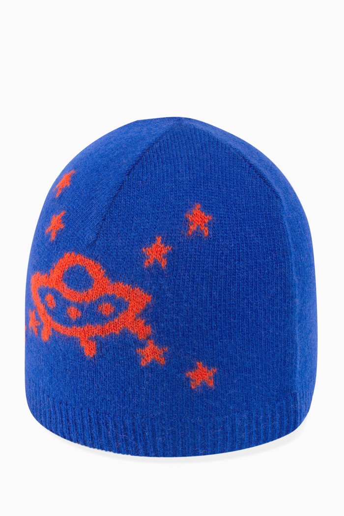 

Interlocking G & UFO Baby Hat in Wool Knit, Blue
