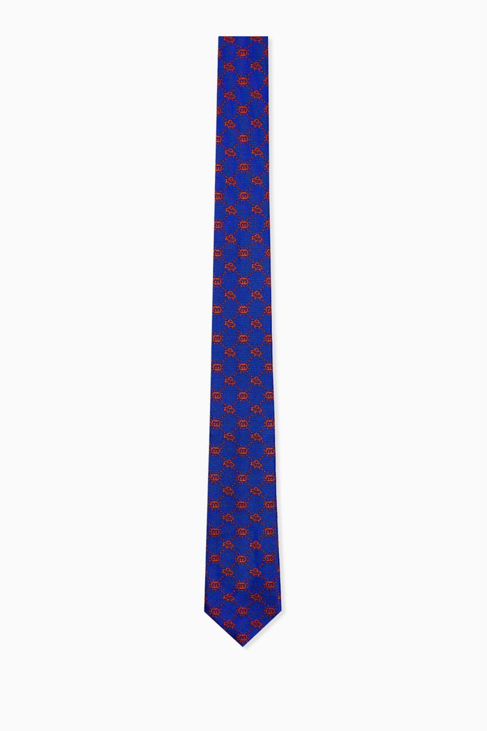 

Interlocking G UFO Tie in Silk Jacquard, Blue