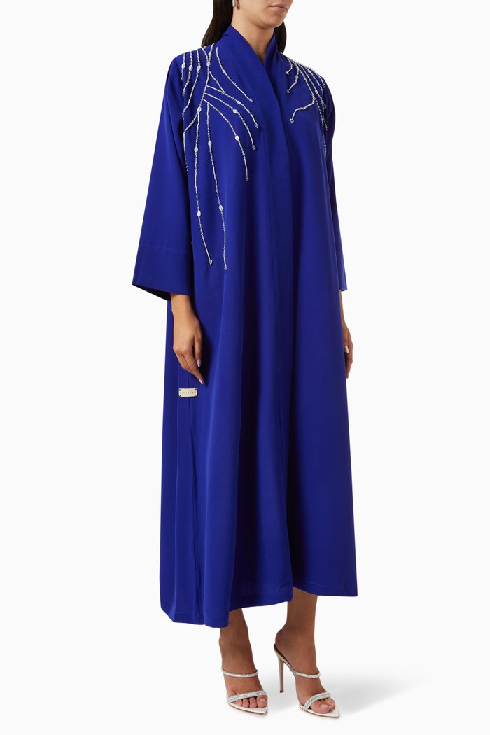 

Crystal-embellished Abaya in Crepe, Blue