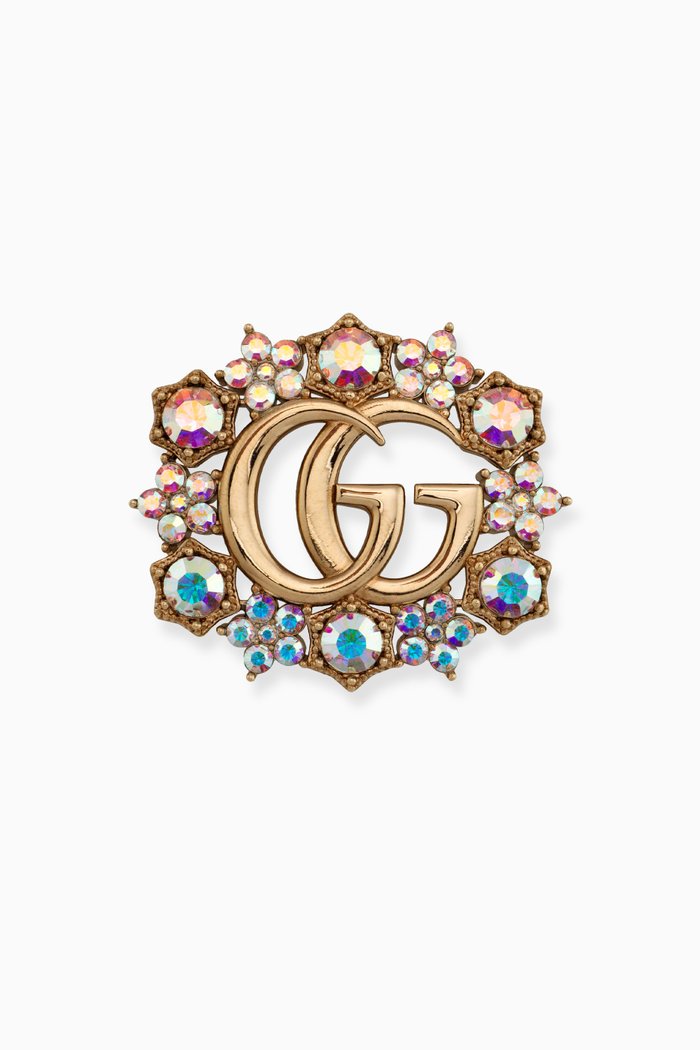 

GG Crystal Brooch, Multicolour