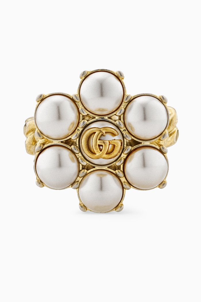 

GG Pearl Ring, Gold
