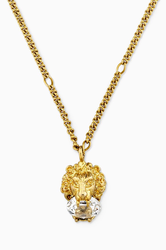

Lion Head Necklace in Metal, Gold