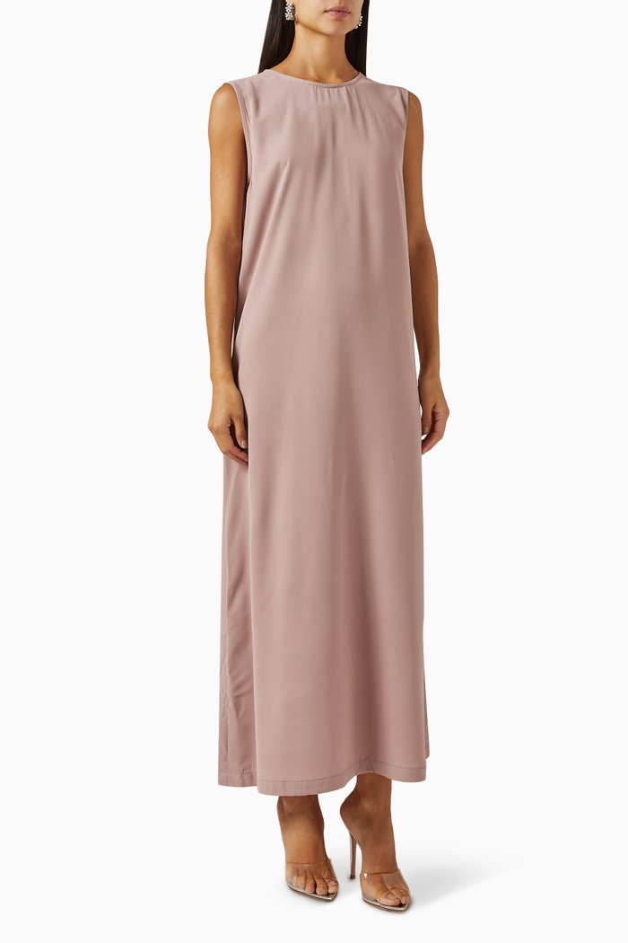 

Sleeveless Maxi Dress in Crepe, Pink