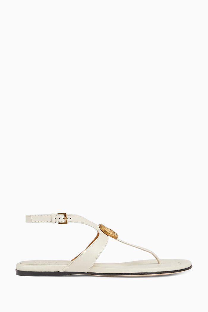 

Double G Thong Sandals in Leather, White